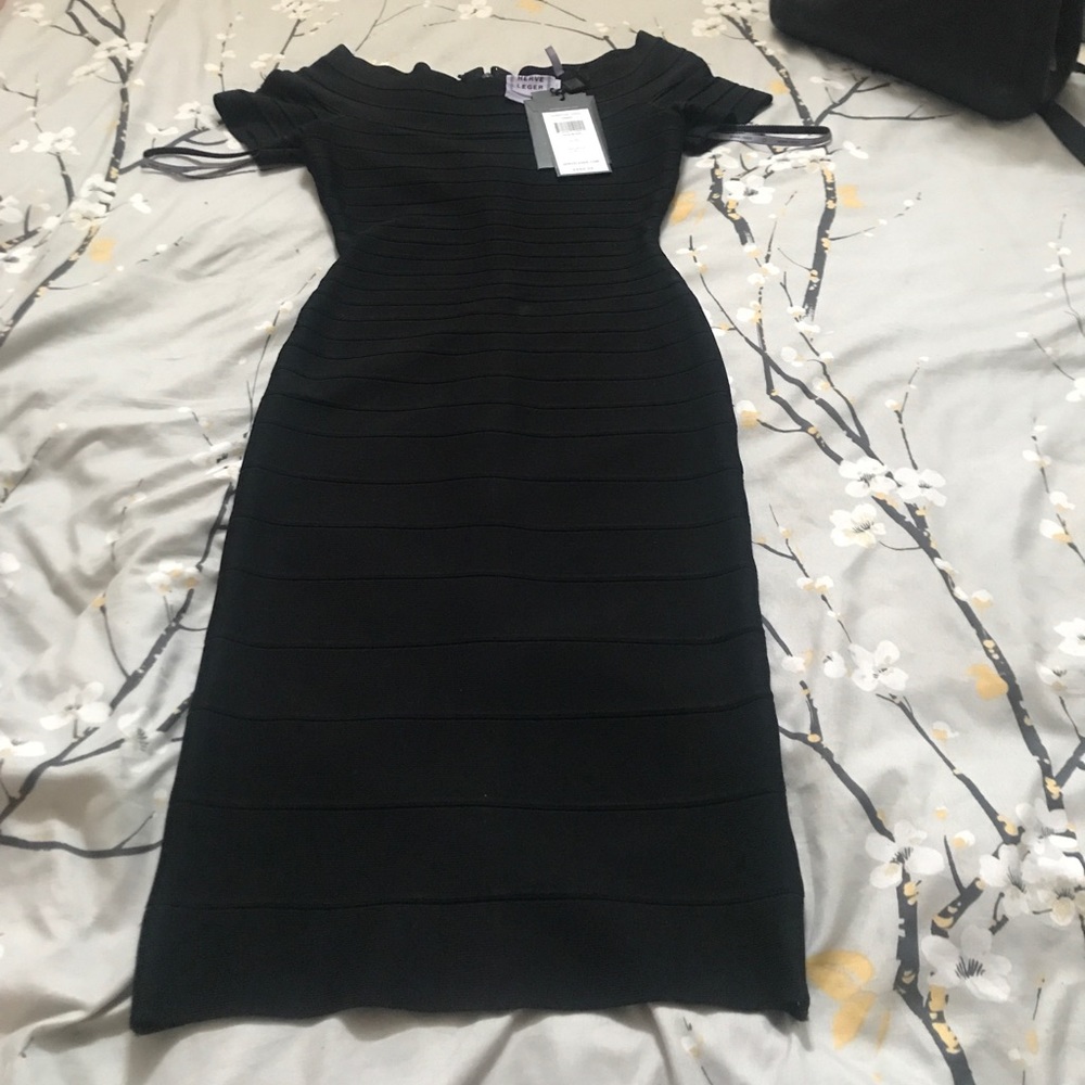 HERVE LEGER BLACK CARMEN DRESS NWT
